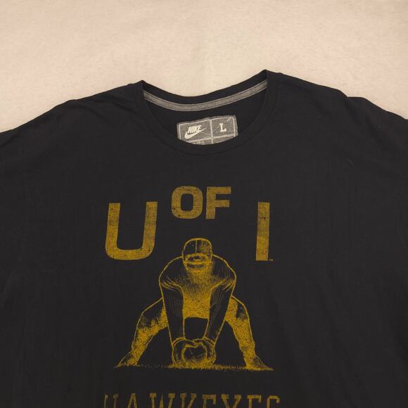 Nike Iowa Hawkeyes Crew Neck Graphic College Footbal T Shirt Mens Size 2XL Black - Picture 1 of 9